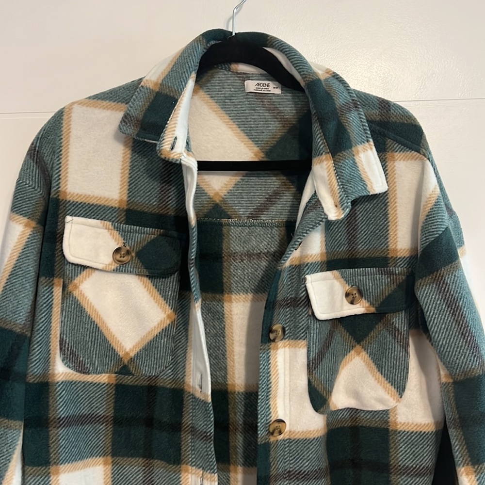 fleece plaid shacket - Picture 3 of 5